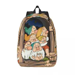 Custom Snow White And The Seven Dwarfs Canvas Backpacks for Women Men Waterproof College School Cartoon Bag Print Bookbag