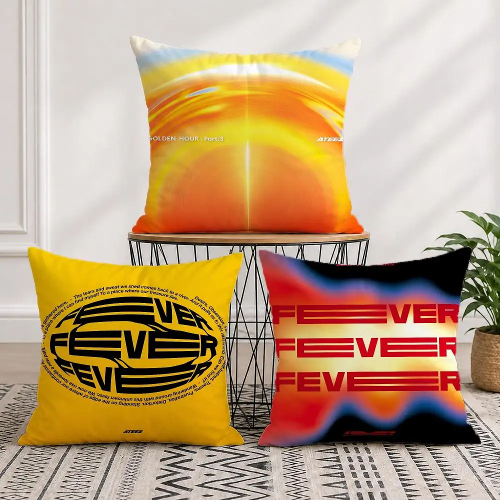 music ATEEZ Cushion Cover Pillow Cover Nordic Minimalist Throw DoubleSided Print Cushion Case for Sofa Bedroom Decor