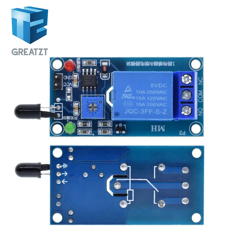 GREATZT IR Infrared 1 Channel 5V 12V Flame Detection Sensor Module Fire Alarm Sensor Relay Module For Arduino