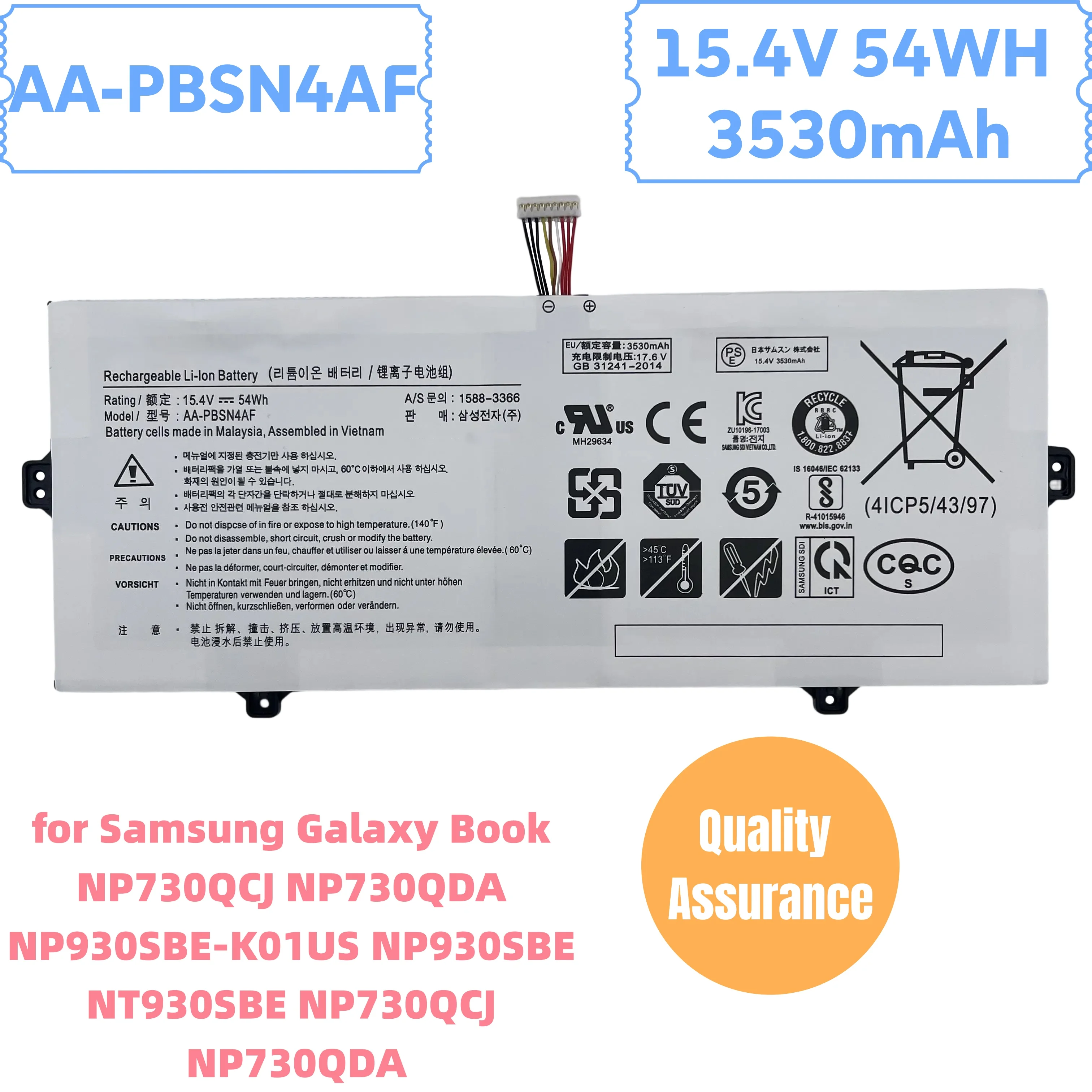 High quality New Laptop Battery AA-PBSN4AF for Samsung Galax