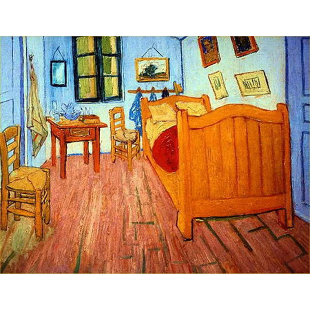 Linen Canvas Oil Painting reproduction,The bed room by Vincent Van Gogh,Free DHL Shipping,100% handmade,Museum quality