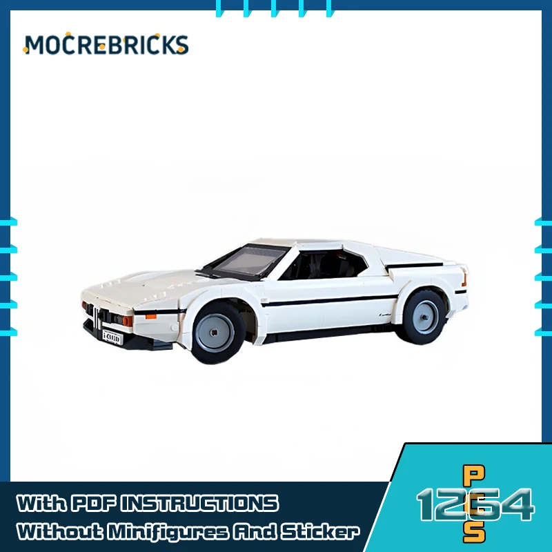 Classic Supercar M1 High-tech Bricks MOC-161294 White Speed Racing Cars Building Blocks Model Toy Children's Birthday Gift