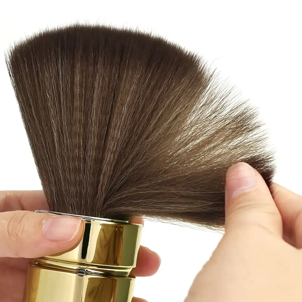 

Electroplated Neck Duster Brush with Handle Duster Salon Hair Sweep Brush Anti-Static Soft Professional Cleaning Tools