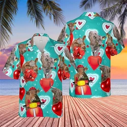 Capybara Hibicus Flower 3D Printed Shirts For Men Clothes Hawaiian Beach Shirt Casual Cute Animal Short Sleeve Women Blouses Top