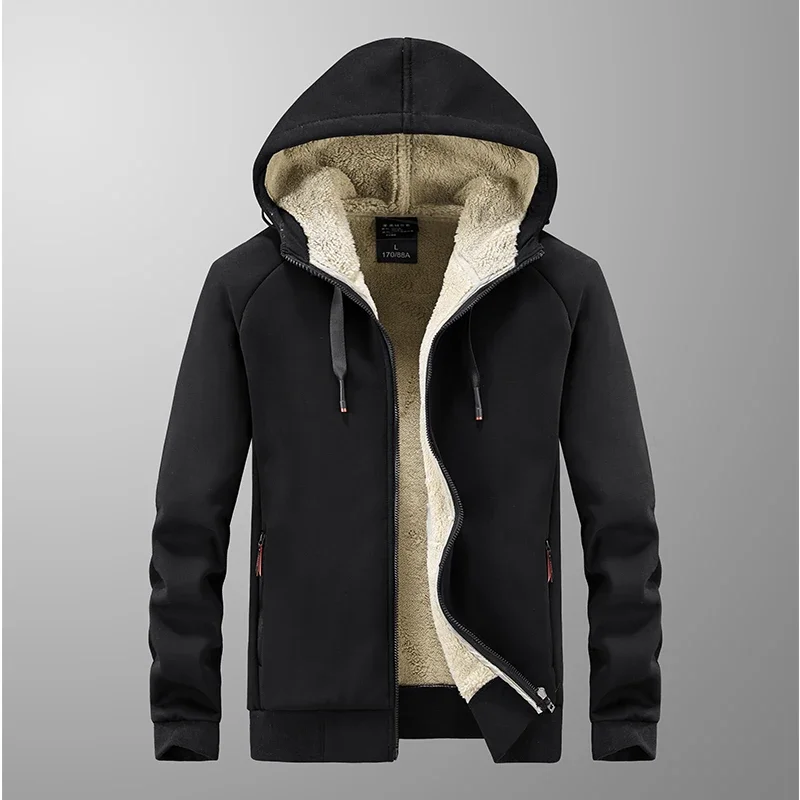 

Plus Size 8XL High Quality Male Warm Hoodies Fur Liner Sportswear Jackets Sweatshirt Fleece Men's Jacket Winter Lamb Fleece Coat