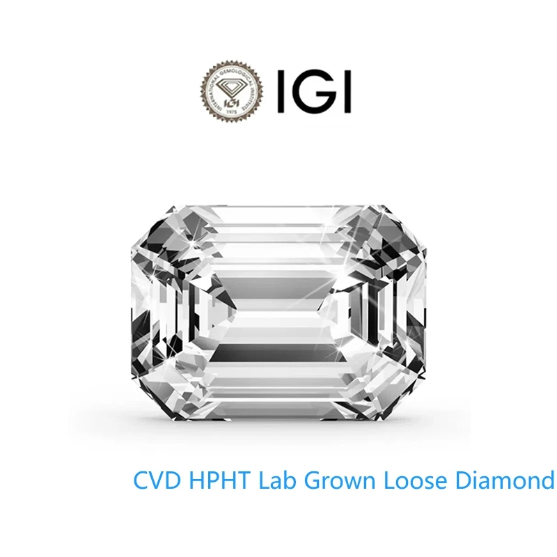

1-6 карат свободный CVD HPHT выращен в лаборатории бриллиант изумрудной формы Цвет DEF EX CLARITY Сертифицированный IGI