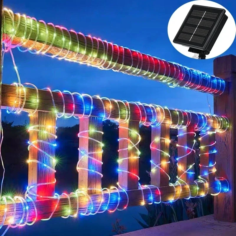 

Outdoor Solar Tube Rope Led Light Garden Christmas Decoration Fairy String Light 32m/22M/12M/7M Outdoor Wedding Party Led Lamp