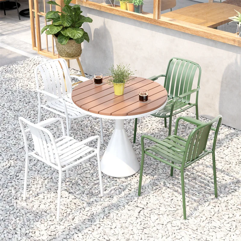 Open-air balcony, iron made of iron, small round table, courtyard garden, outdoor table, Internet celebrity store