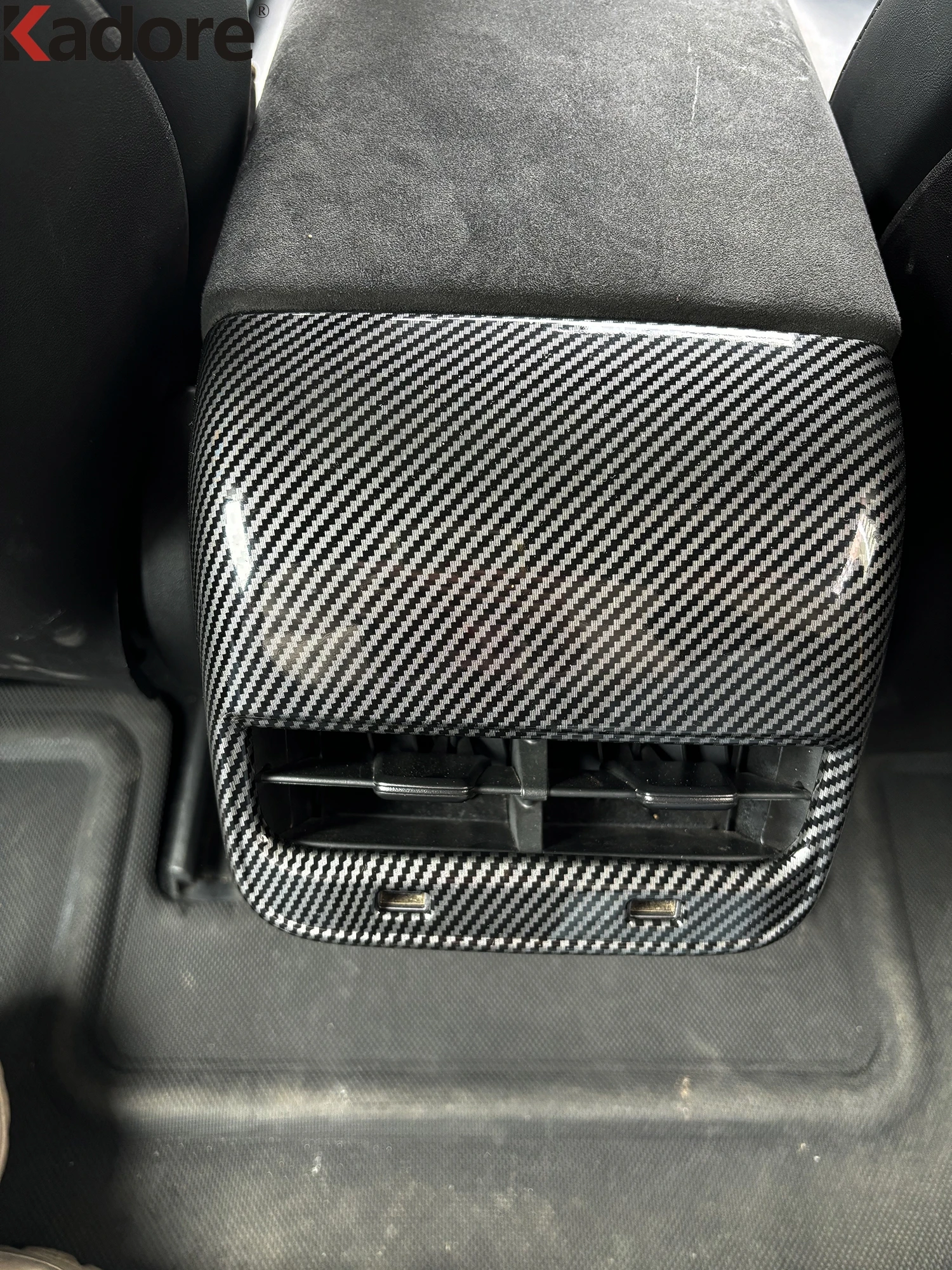 

For Tesla Model 3 2018-2021 2022 Carbon Fiber Car Armrest Box Rear Air Condition Vent Outlet Cover Trim Interior Accessories
