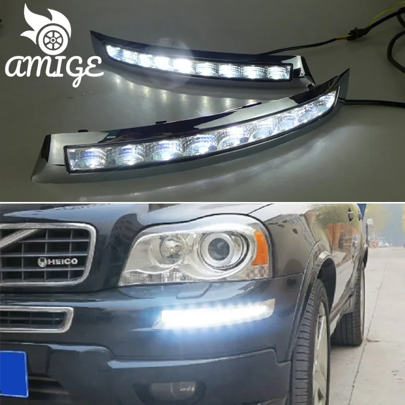 LED DRL Daylights For Volvo XC90 2007 2008 2009 2010 2012 2013 LED Yellow Turn Signal Daytime Running Headlights