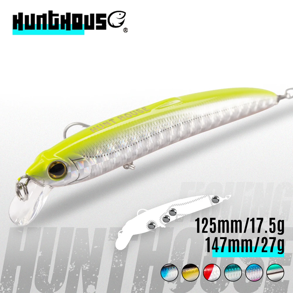 Hunthouse Saruna Minnow Fishing Lure 90&125&147mm 8&17.5&27g Jerkbait Hard Minnow Bait For Seabass Lure Artificial Jerk Baits