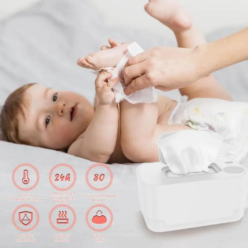 Baby Wipe Warmer Even Heating Baby Wipes Warmer Dispenser For Home Use Portable Space-Saving Diaper Heater Holder Case For