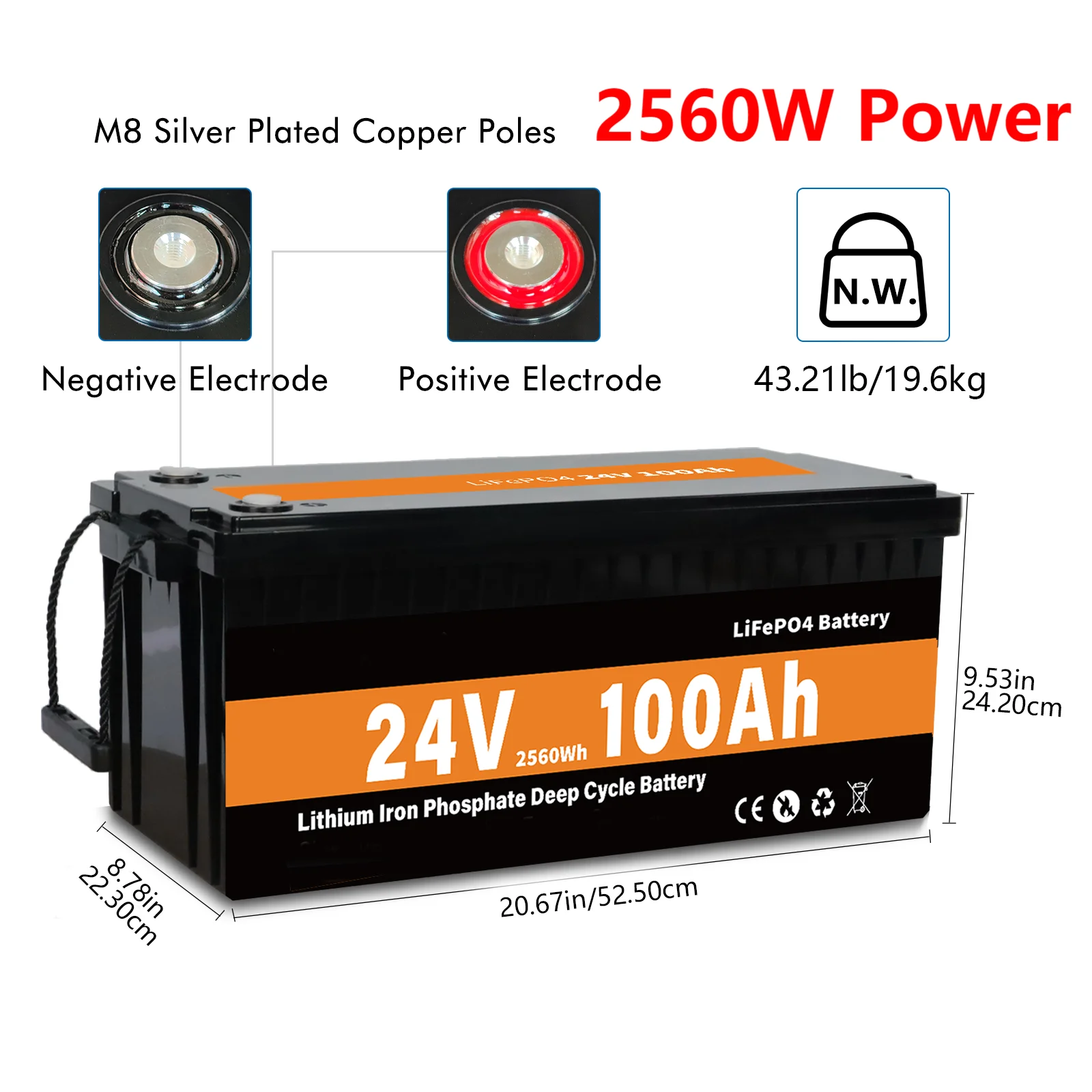 New  24V 100Ah 200Ah 300Ah LiFePO4 Battery Pack for Solar Power System RV House Built-in BMS Lithium Iron Battery No Tax