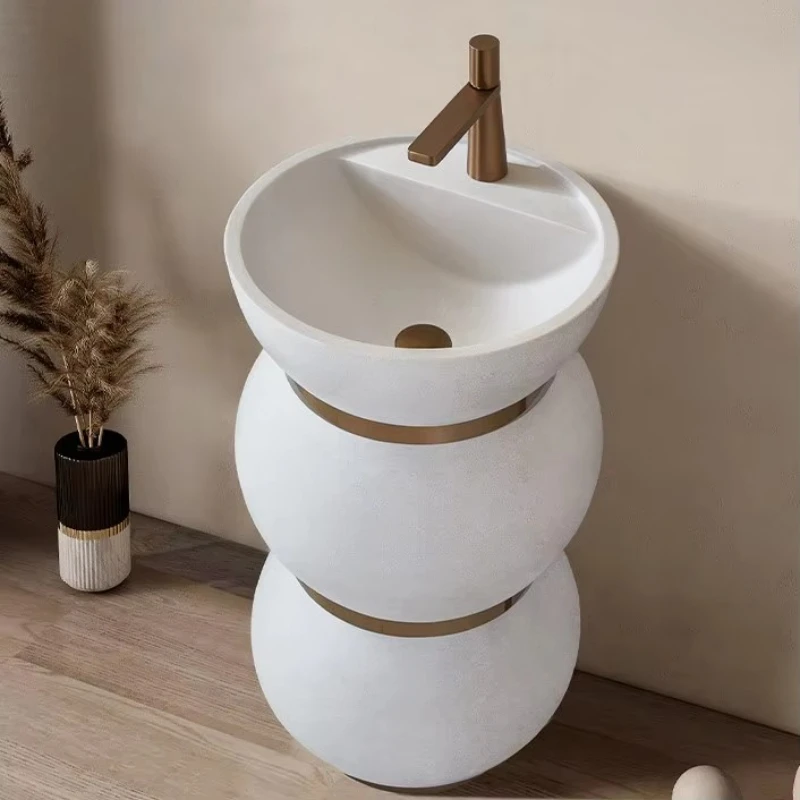 New French Creative Art Basin, Artificial Stone Integrated High-quality Bathroom, Independent Base, Sink, Wash Basin
