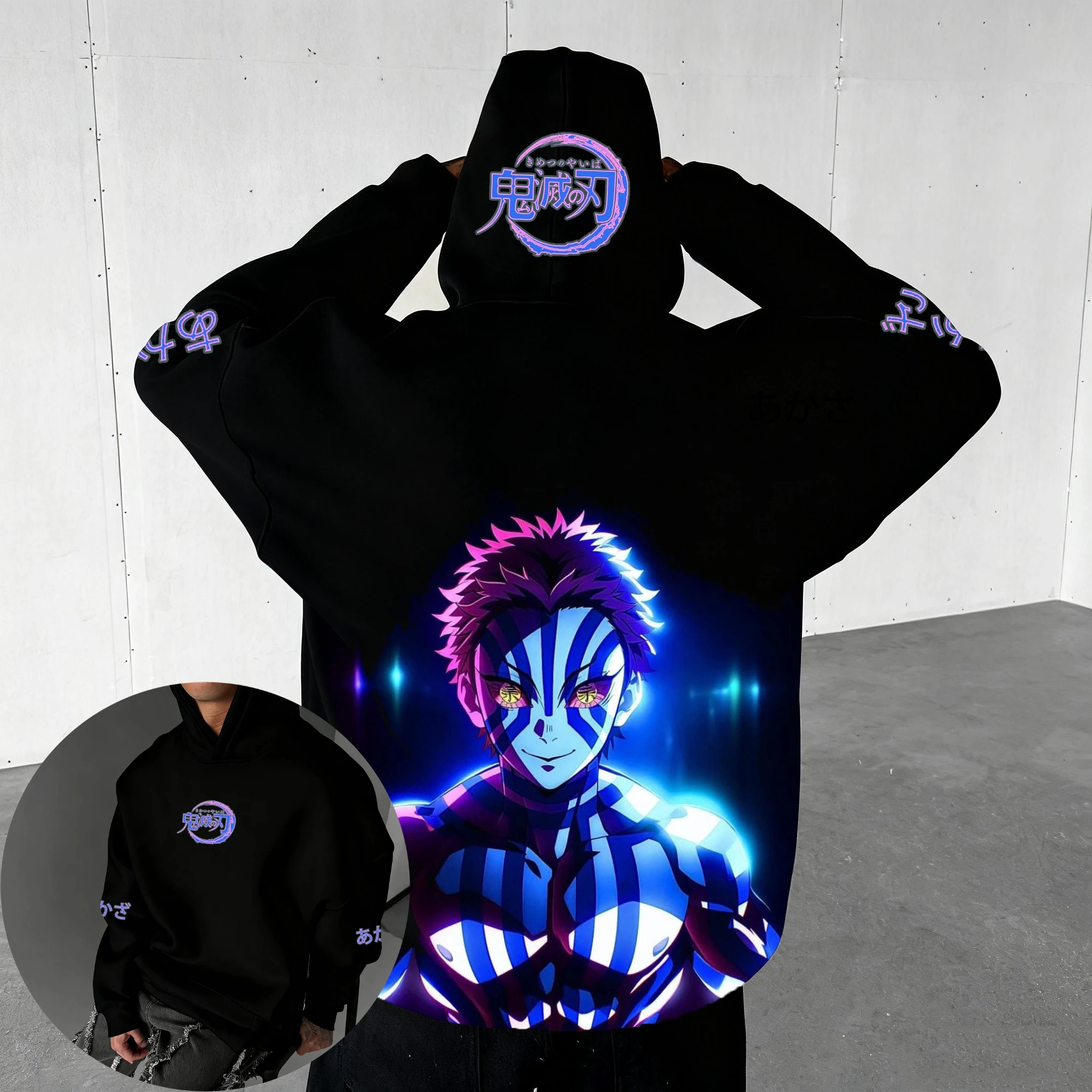 

Japanese Anime Demon Slayer Akaza&Rengoku Kyoujurou Pattern Autumn/Winter Hoodie Harajuku Y2k Couple's Long Sleeve Top Men Women