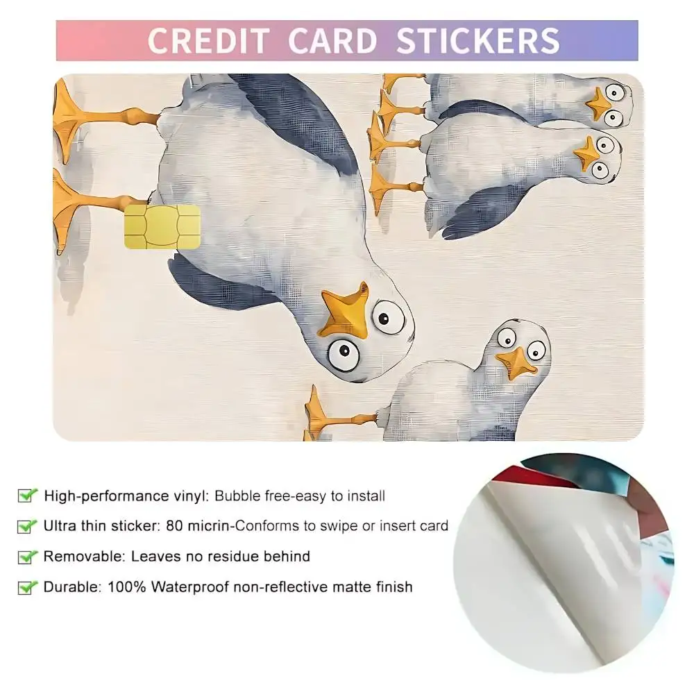 Adorable Seagulls Card Stickers Cartoon Decorative Small Waterproof Chip 4PCS Card Sticker New Anti-Scratch