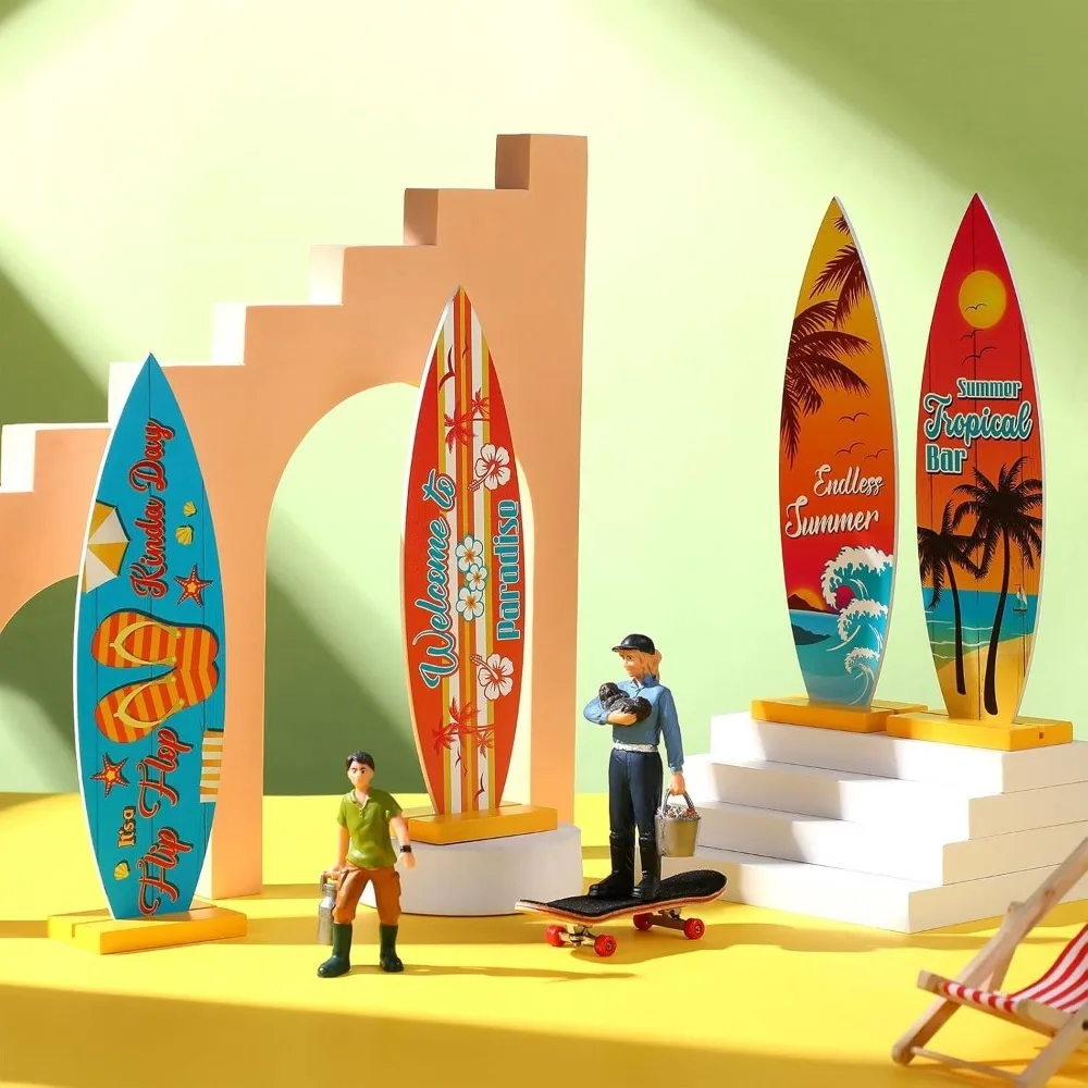 

Durable Ocean Theme Sea Surfboard Ornaments Beach Retro Surf Board Decor Funny Wood Surfboard Sign Summer Outdoor Hawaiian