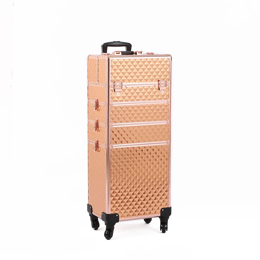 New Large Capacity Trolley Cosmetic Case Rolling Luggage Multi-layer Beauty Tattoo Salons Suitcase Alloy Make Up Organizers Box