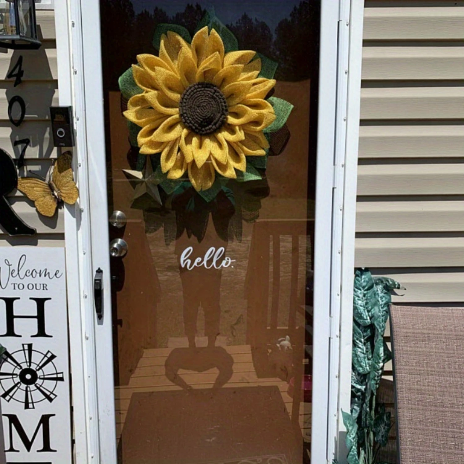 

Poly Burlap Sunflower Wreath 2Pcs Artificial Yellow Sunflower Spring Summer Wreath Front Door Wreath For Indoor Outdoor Office