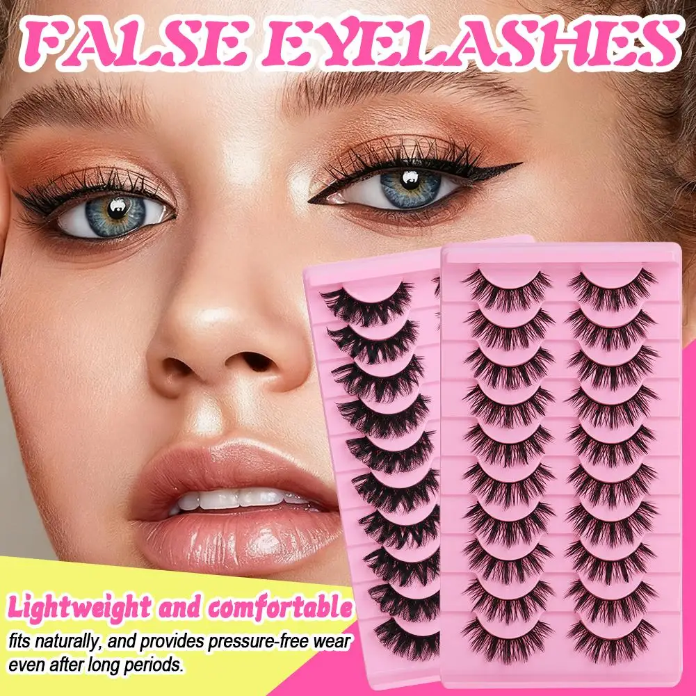 10 paia ciglia finte 5D spesse arricciate stile volpe stile anime naturale soffice trucco ciglia leggere strumento W0M5