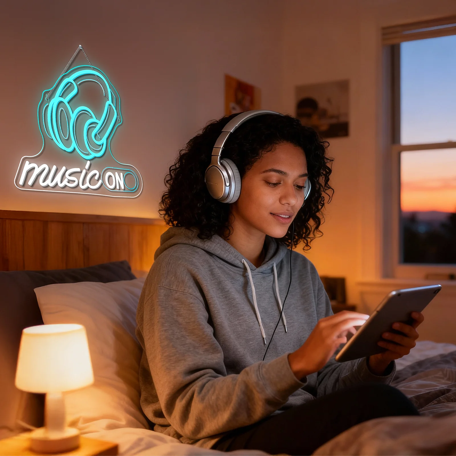   Musica su insegna al neon Decorazione da parete a LED ritmica per studi DJ Camere musicali Configurazioni giocatori Alimentate tramite USB con luminosità regolabile