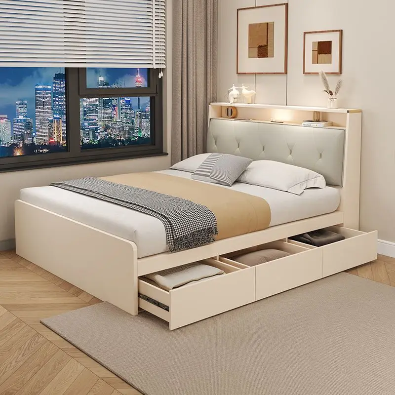 

Modern simple single bed 1m cream couch 1.2 meters small apartment