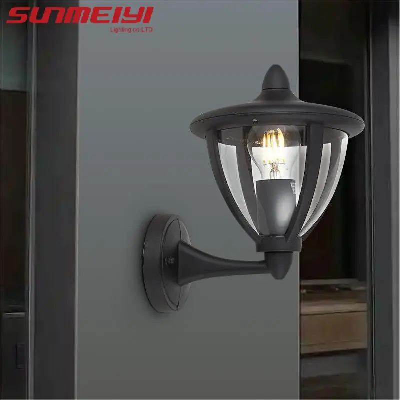 Lámpara de pared para exteriores, luz LED de estilo americano Simple, color negro, impermeable, para jardín, Villa, patio, terraza, E27