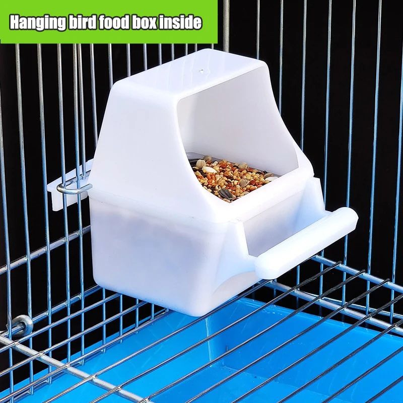 Bird Cage Feeder Parrot Finches Birds Water Hanging Bowl Parakeet Feeder Box Pet Cage Plastic Food Container Budgerigar Supplies