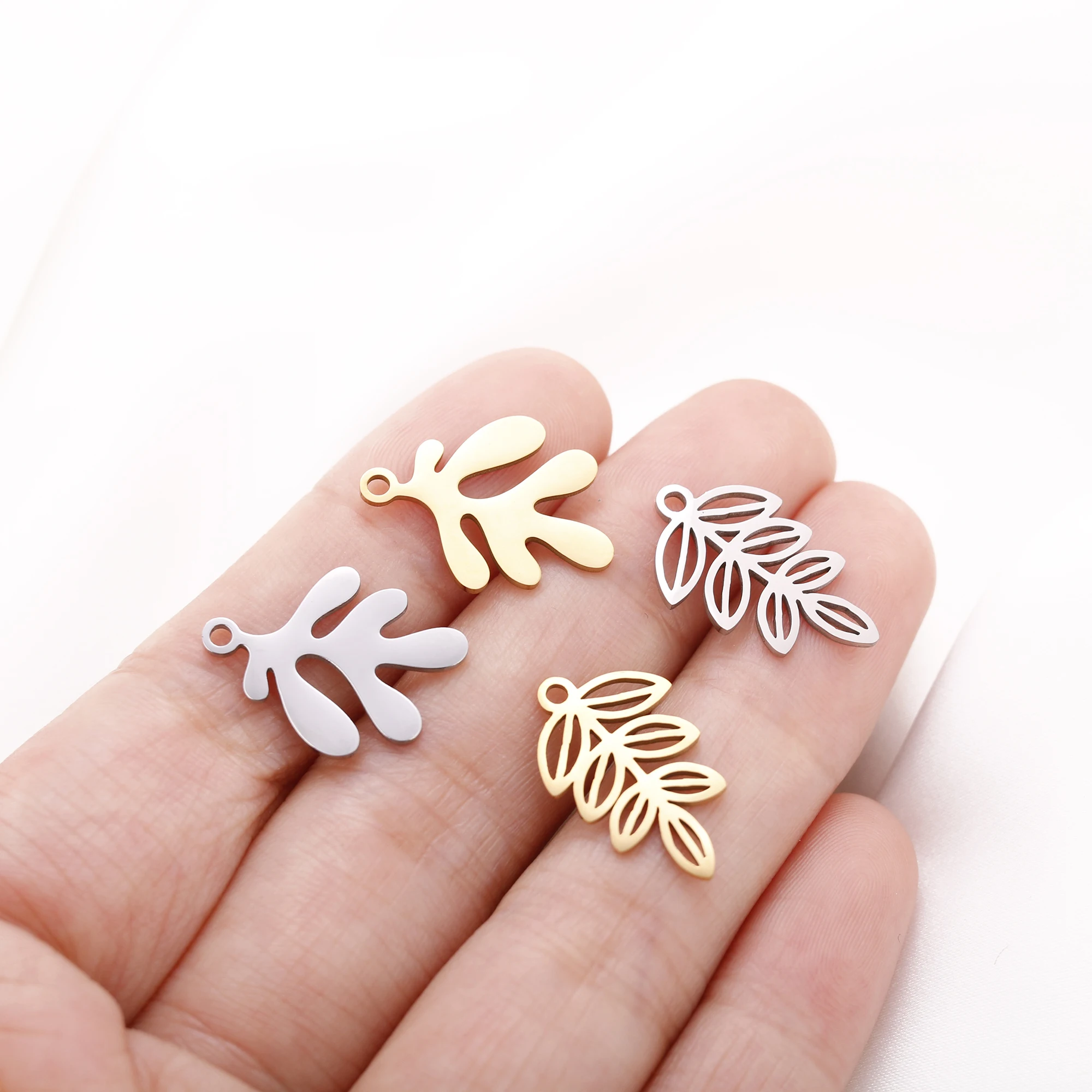 5 stücke Edelstahl Geometrie Charms Baum Blatt & Feder & Schmetterling Anhänger Für Die Herstellung Von Ohrringen DIY Schmuck Zubehör Großhandel – Detail 11
