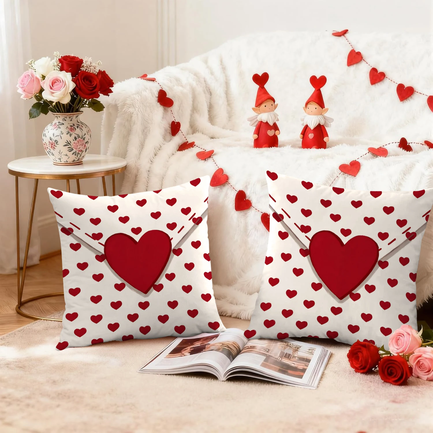 2pcs Valentine's Day Pillow Cover, Love Envelope Cushion Cover, Valentine's Day Wedding Anniversary Sofa Decoration Pillow Cover