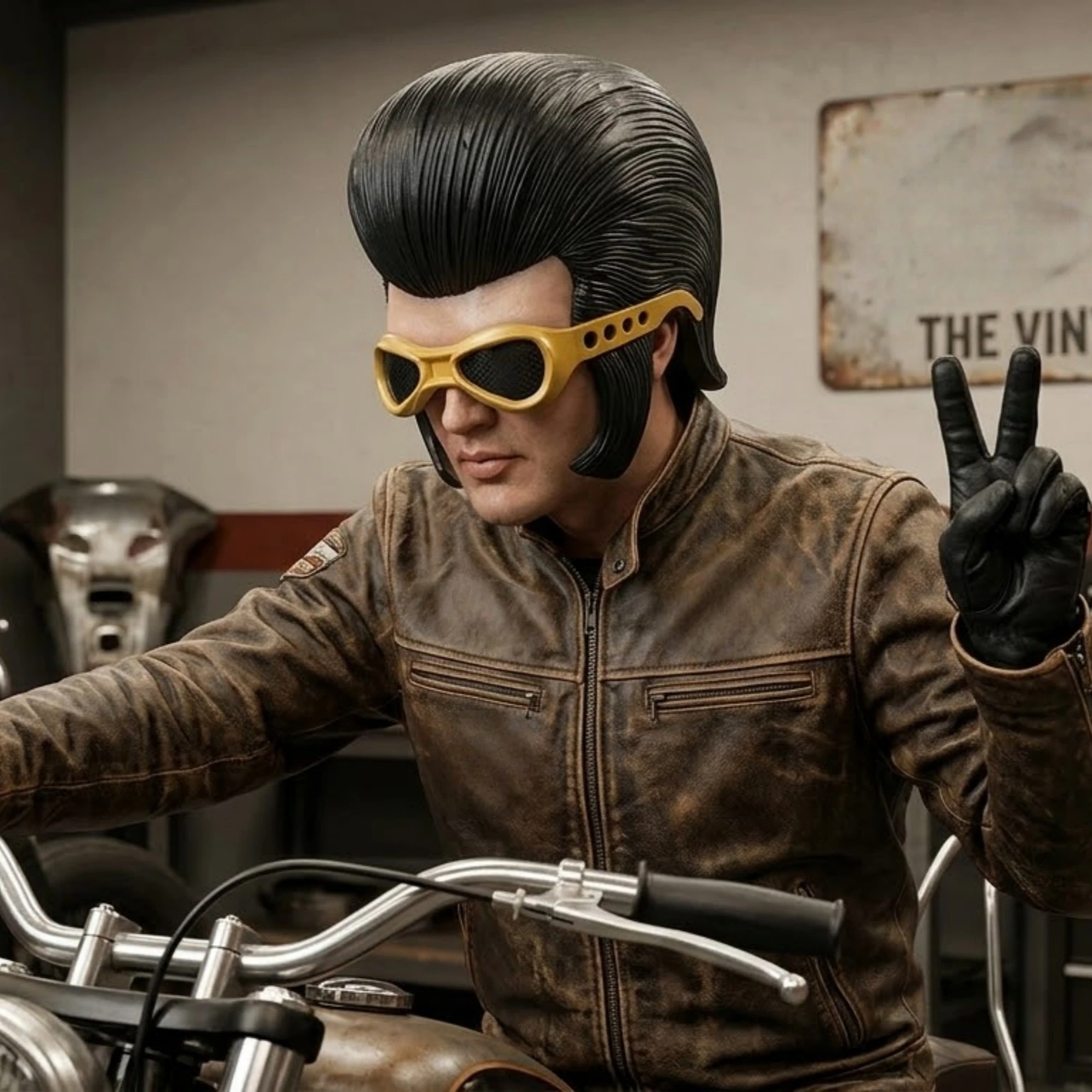Máscara de Látex Inspirada em Elvis Presley, Acessório Retro Vintage para Fantasia de Halloween e Cosplay