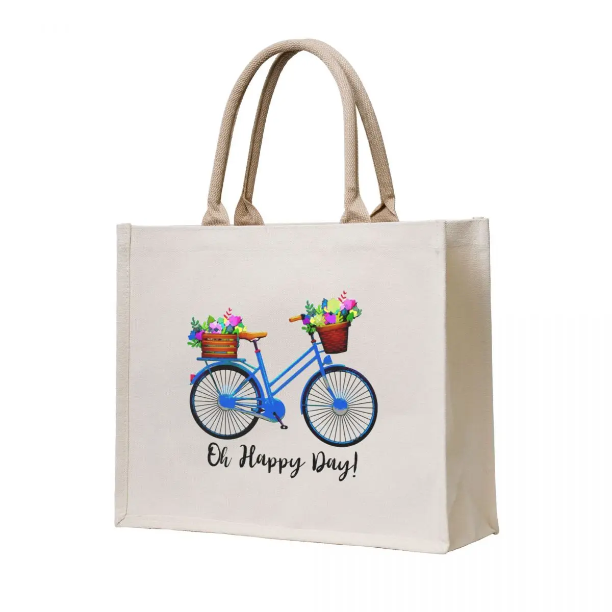 

Oh Happy Day, blue bike Rt Tote Bag bags woman 2025 Women's shopper custom tote bag great bag