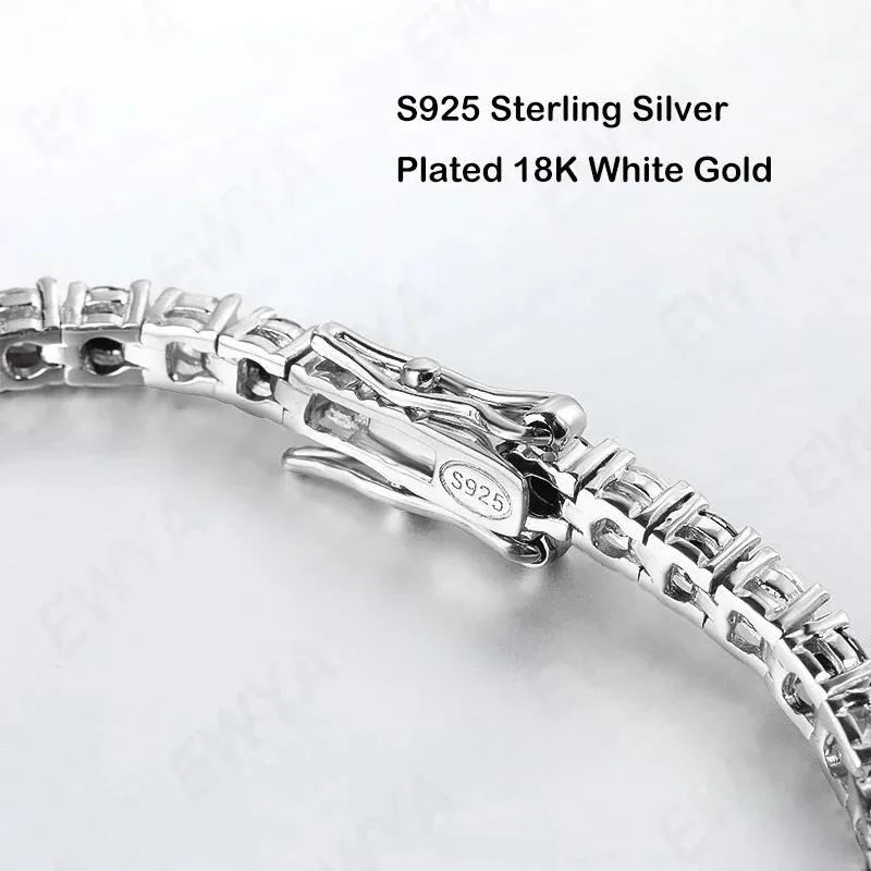 TY GRA Certified 3mm 0.1CT Gradient Color Black Grey White Moissanite Tennis Bracelet for Men Woman 925 Silver Link Bracelets