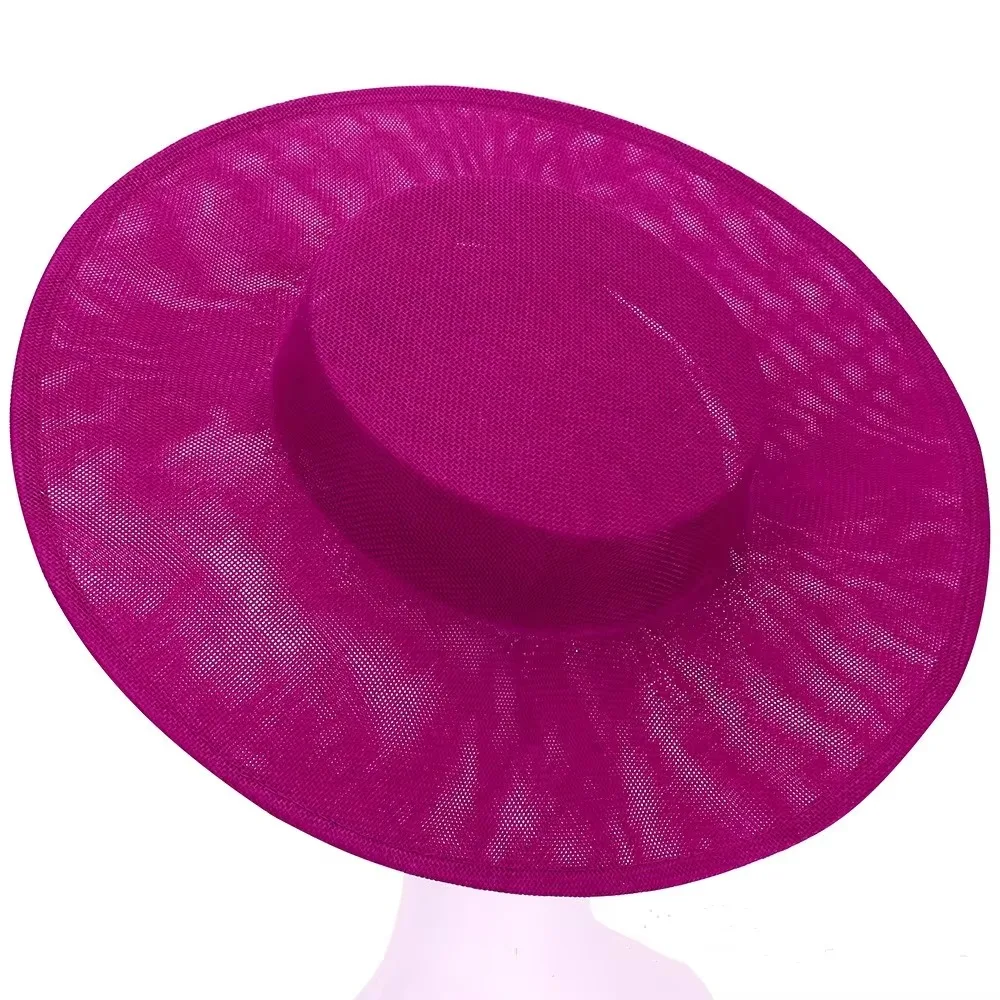 Retro Solid Color Fascinator Base Wide Brim 33 CM Derby Hat Headpiece Formal Hat Vintage Fascinator Hat Wedding