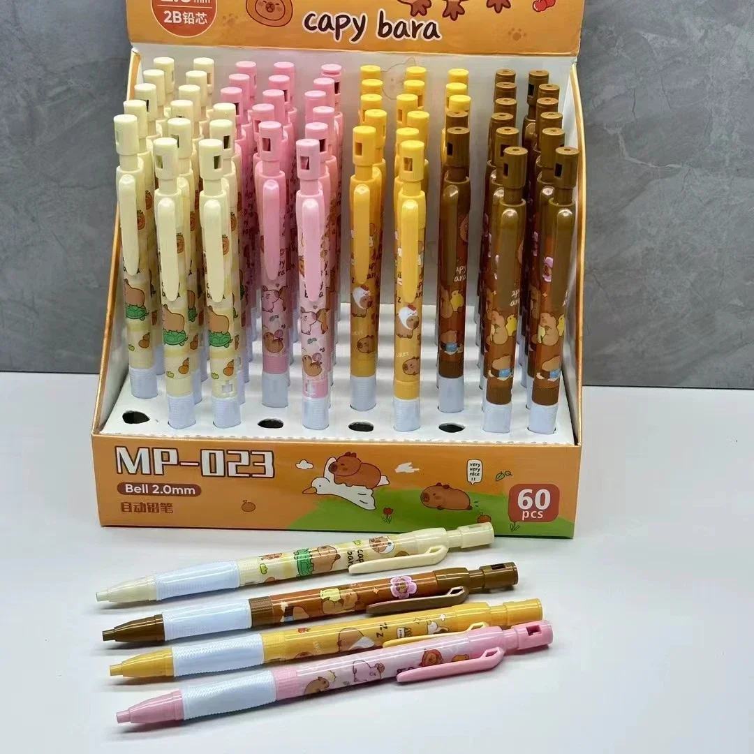 New 4Pcs/Set Capybara Mechanical Pencil 2.0mm Lead Cartoon HB Sketch Writing Automatic Pencil Refills Kids Stationery