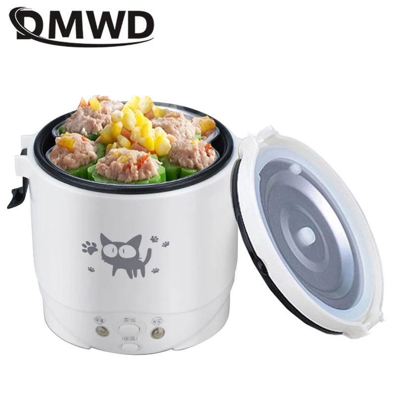 DMWD Electric Rice Cooker For Dormitory Travel Portable Soup Pot Multicookings lunch box For Household 220V /Car 12V /Truck 24V