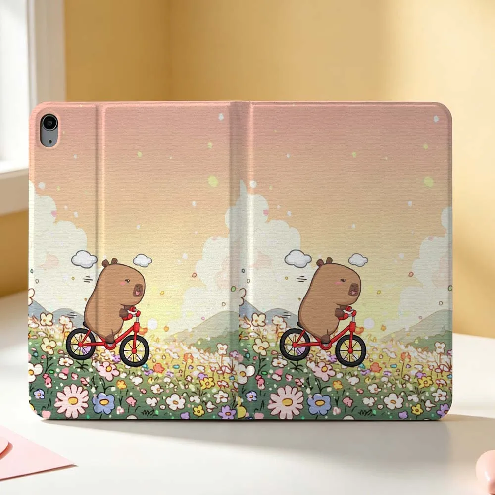 Creative Cute Capybara Love Soft For Apple iPad Pro Mini Air A16 A17 A14 4 5 6 7 6th 12th Gen M5 11 13 M4 Pen Tray Tablet Case