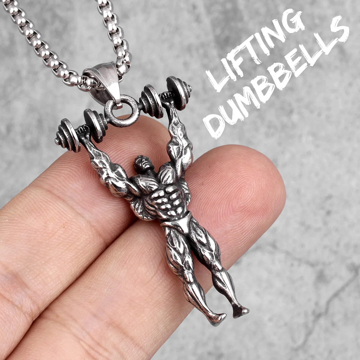 Dumbbells Bodybuilding Fitness Men Necklaces Pendant Chain for Boyfriend Male Stainless Steel Jewelry Creativity Gift Wholesale