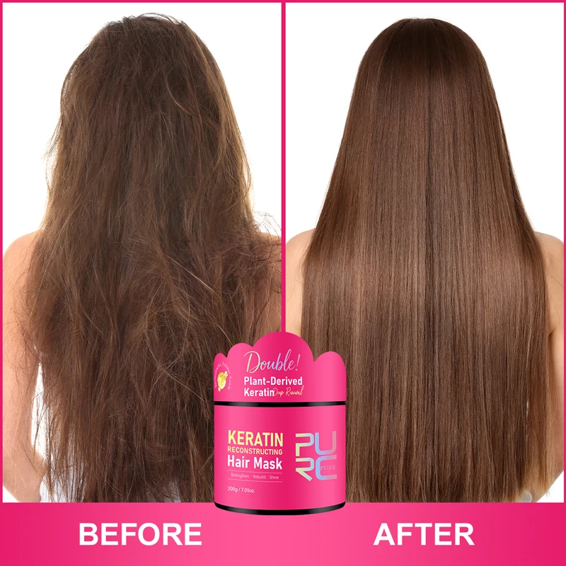 

PURC Keratin Treatment Hair Mask Fast Soften Hair Professional Repairing Damaged Frizzy Smooth Shiny Straightening Hair Care