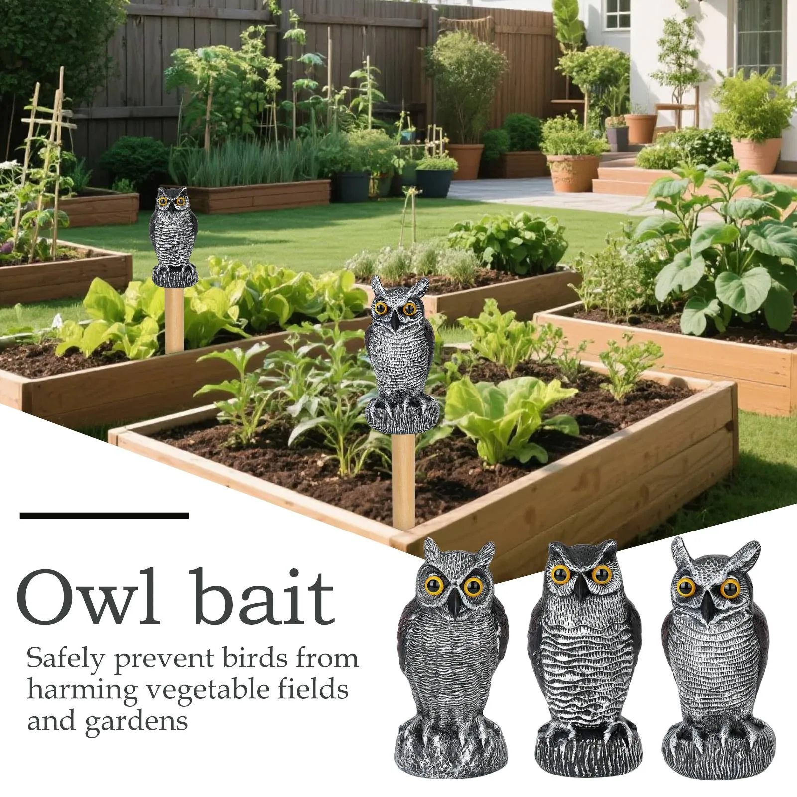 Simulated owl statues plastic realistic owl bird repellent Waterproof Sunscreen For Garden Yard Outdoor Bird Deterrent
