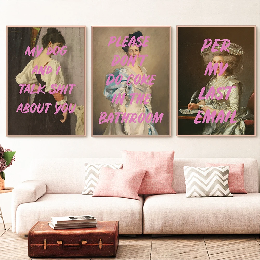 Vintage Feminist Poster Woman Altered Canvas Painting Funny Inspire Phrase Print Wall Art Pictures Bedroom Home Decor Girl Gift