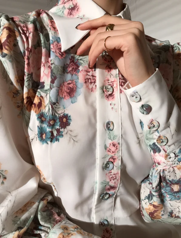 New Floral Dress single breasted long dress Design Temperament Elegant Shirt Dress women