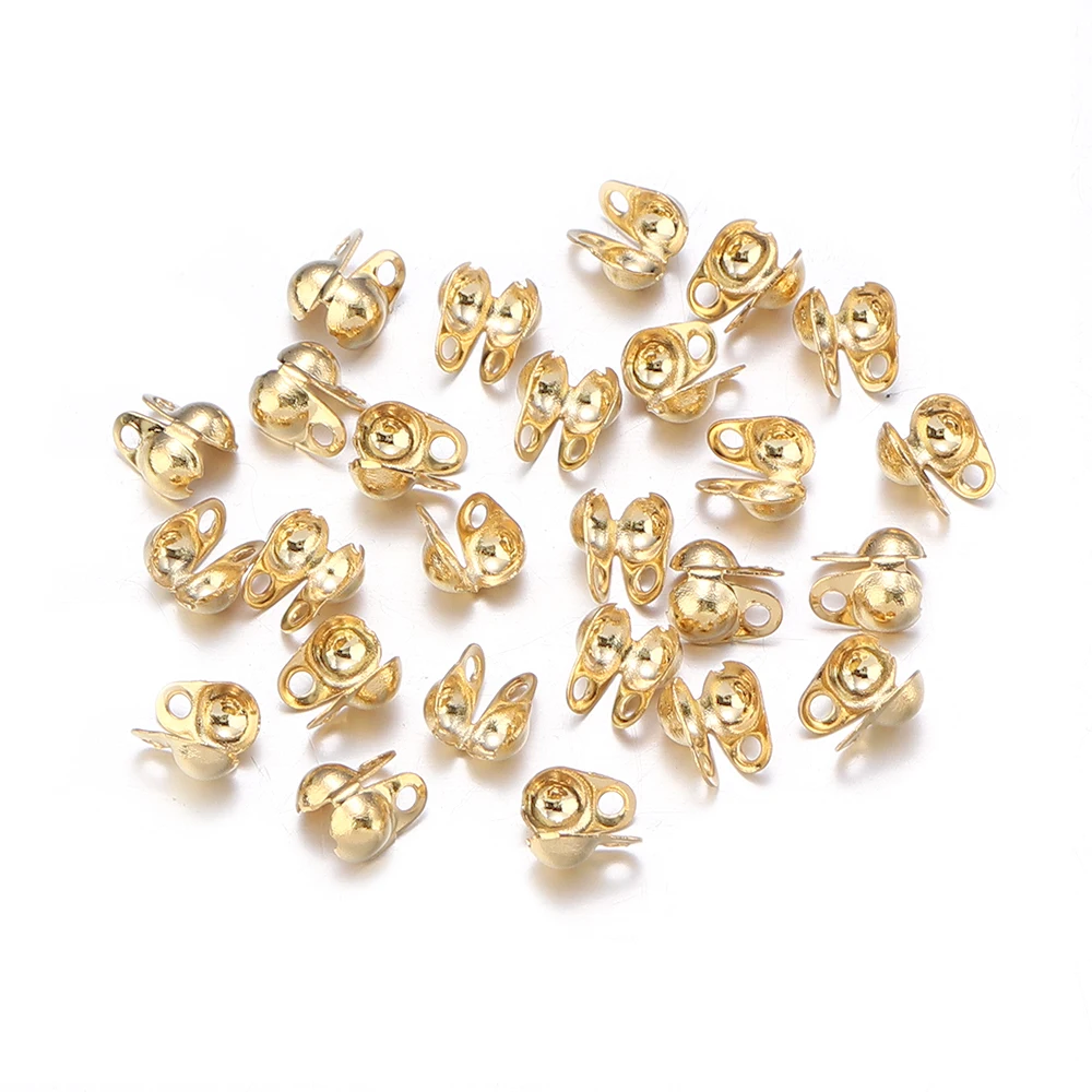 50pcs Stainless Steel  Beads Ball Chain Connector Clasp Crimp End Beads For DIY Bracelet Necklace Chains Jewelry Making Supplies