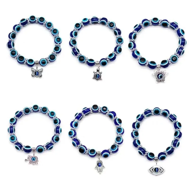 Simple Personalized Blue Evil Eye Women Bead Bracelet Handmade DIY Casual Men Lucky Bracelet