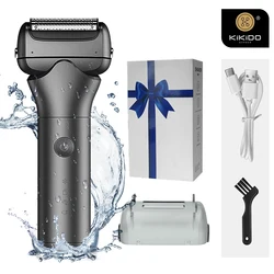 KIKIDO Professional Electric Shaver IPX7 Waterproof Shaver Rechargeable Electric Beard Trimmer Foil Shaving Machine for Men S6