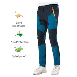 Men Summer Hiking Pants Thin Breathable Wear-resistant Water Splash Prevention Quick Dry UV Proof Climbing Trousers