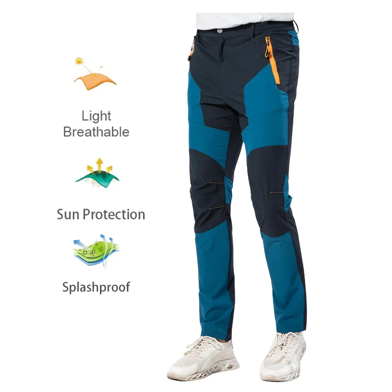 Men Summer Hiking Pants Thin Breathable Wear-resistant Water Splash Prevention Quick Dry UV Proof Climbing Trousers