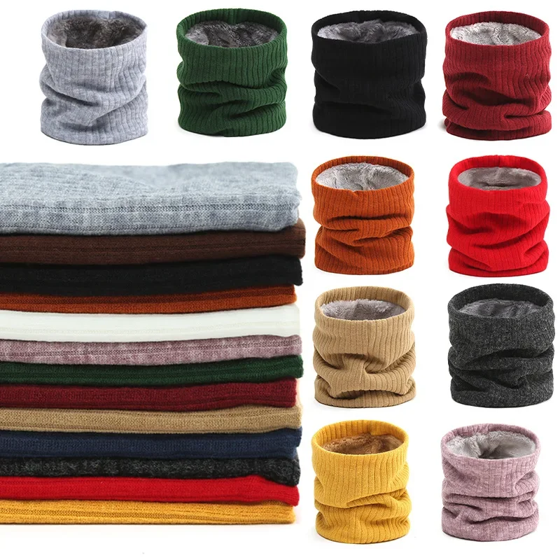 

Men Women Boys Girls Infinity Scarf Winter Double-Layer Neck Warmer Knit Fleece Lined Circle Loop Scarves Gifts