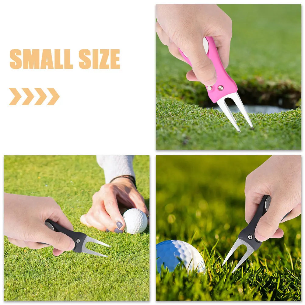 

2pcs Lawn Repairing Tool Golf Divot Fork Lightweight Grass Fixing Tool For Golf Course Outdoor Metal Ball Marker Accessory