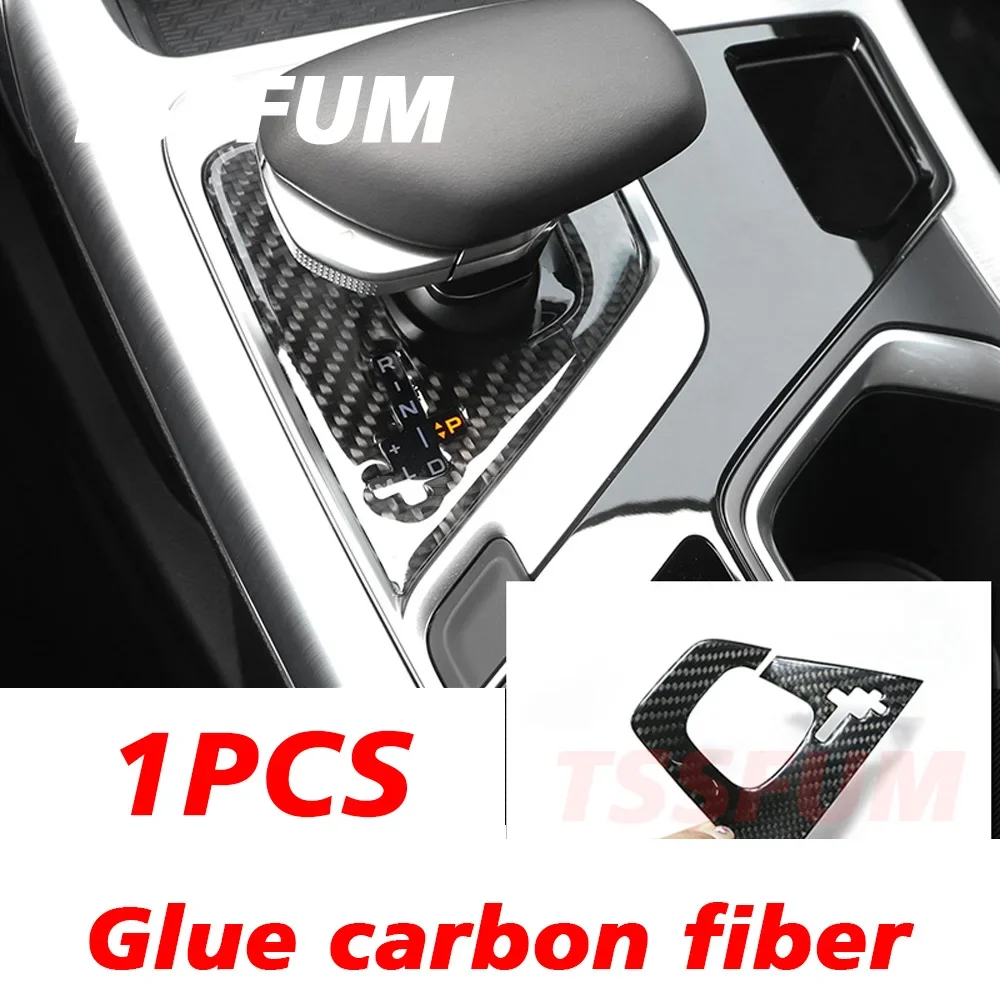 Car Interior Real Carbon Fiber Sticker Control Gear Shift Panel Cover For Geely Tugella 2019 2020 2021 2022 2023 Accessories